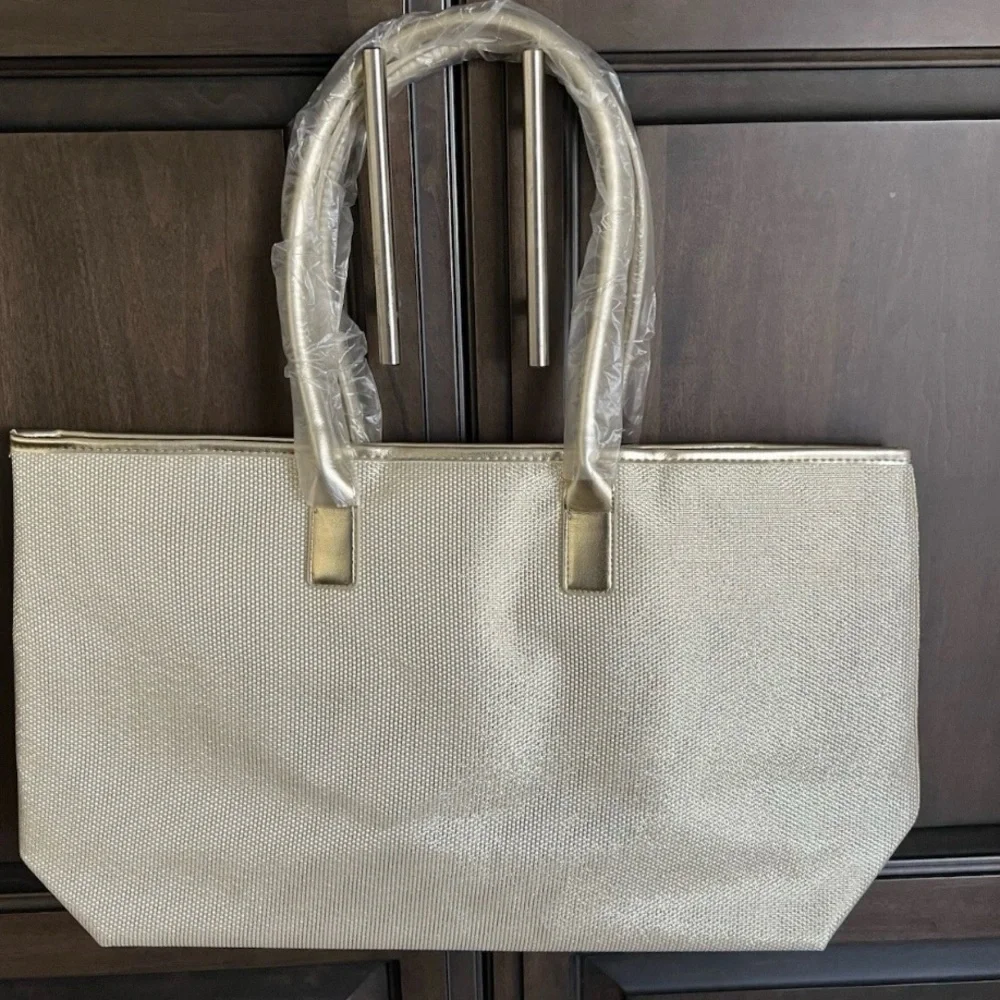 MICHAEL KORS Gold Tote Bag - Metallic Gold Women's Tote - Picture 6 of 10